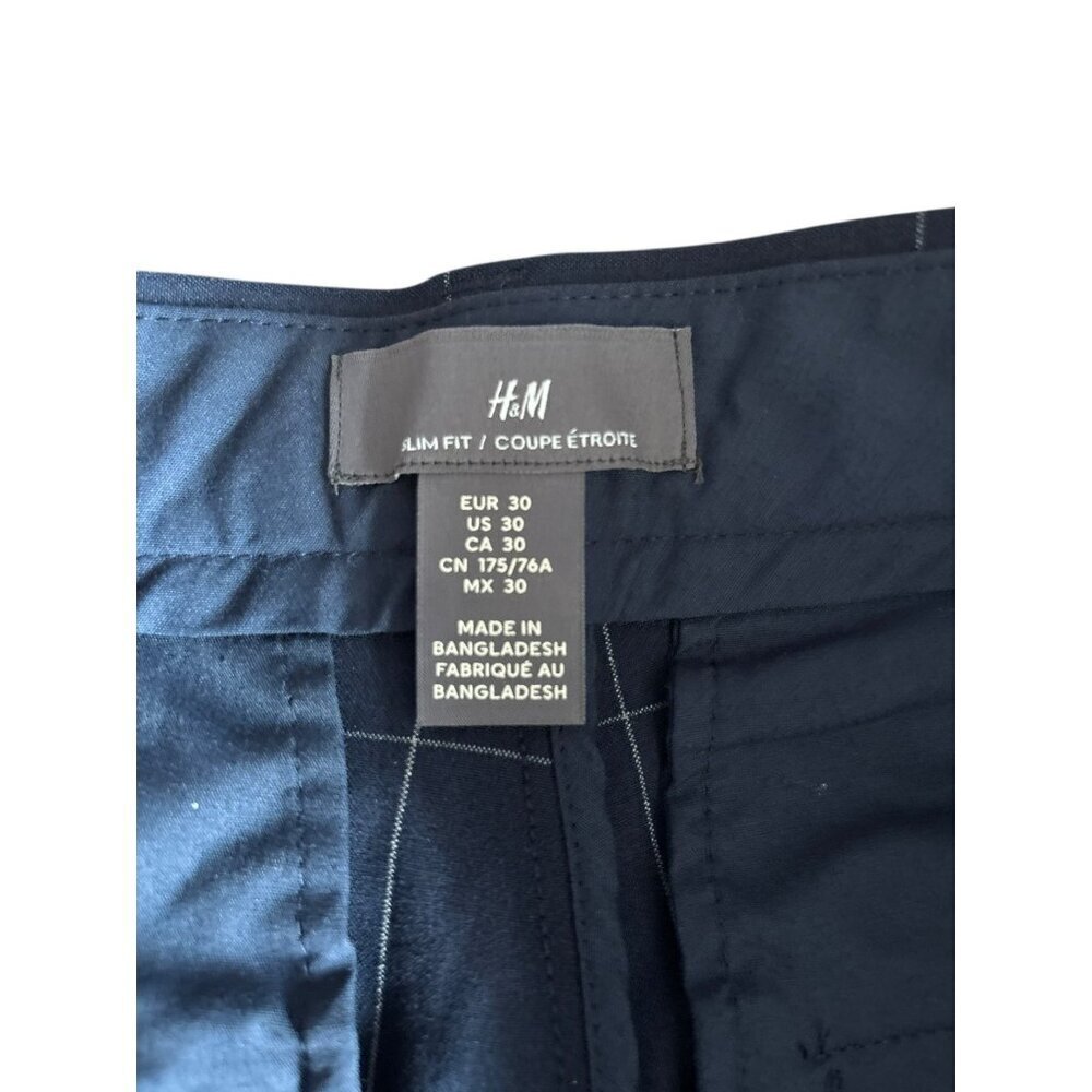 H&M Women's Navy Blue Slim Fit Coupe Pants - Picture 4 of 7
